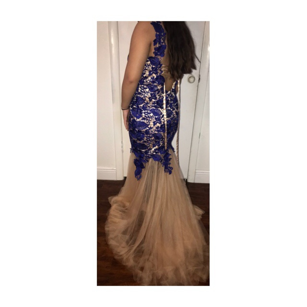 Blue Lace Prom Dress